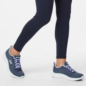 Skechers‎ Flex Appeal 5.0 Modern Times Sneaker Women 8 Navy Mint Green Comfort